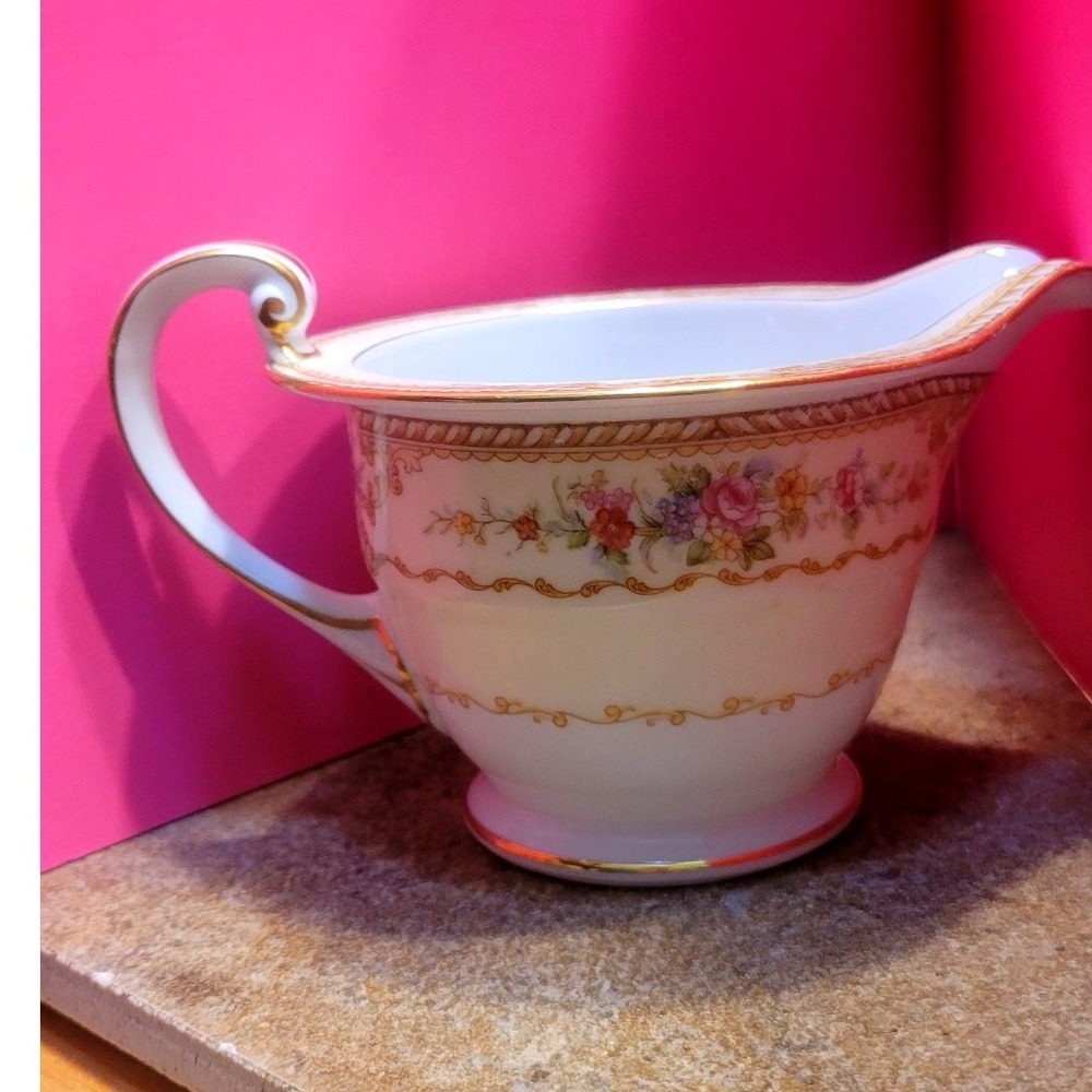 Vintage 3915 Noritake Symphony Floral Fine China Creamer Gold Trim Pink Rose